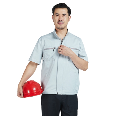 夏季立領(lǐng)純色半袖工作服